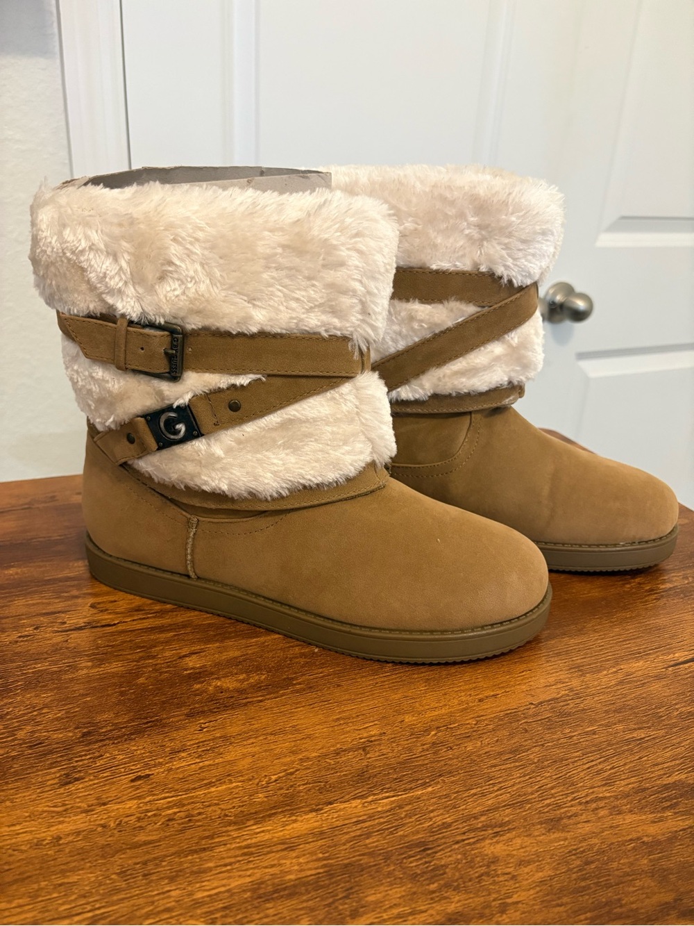 Guess Tan Suede Faux Fur Winter Boots